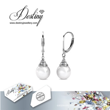 Destino joyas cristales de Swarovski lazo de perlas pendientes